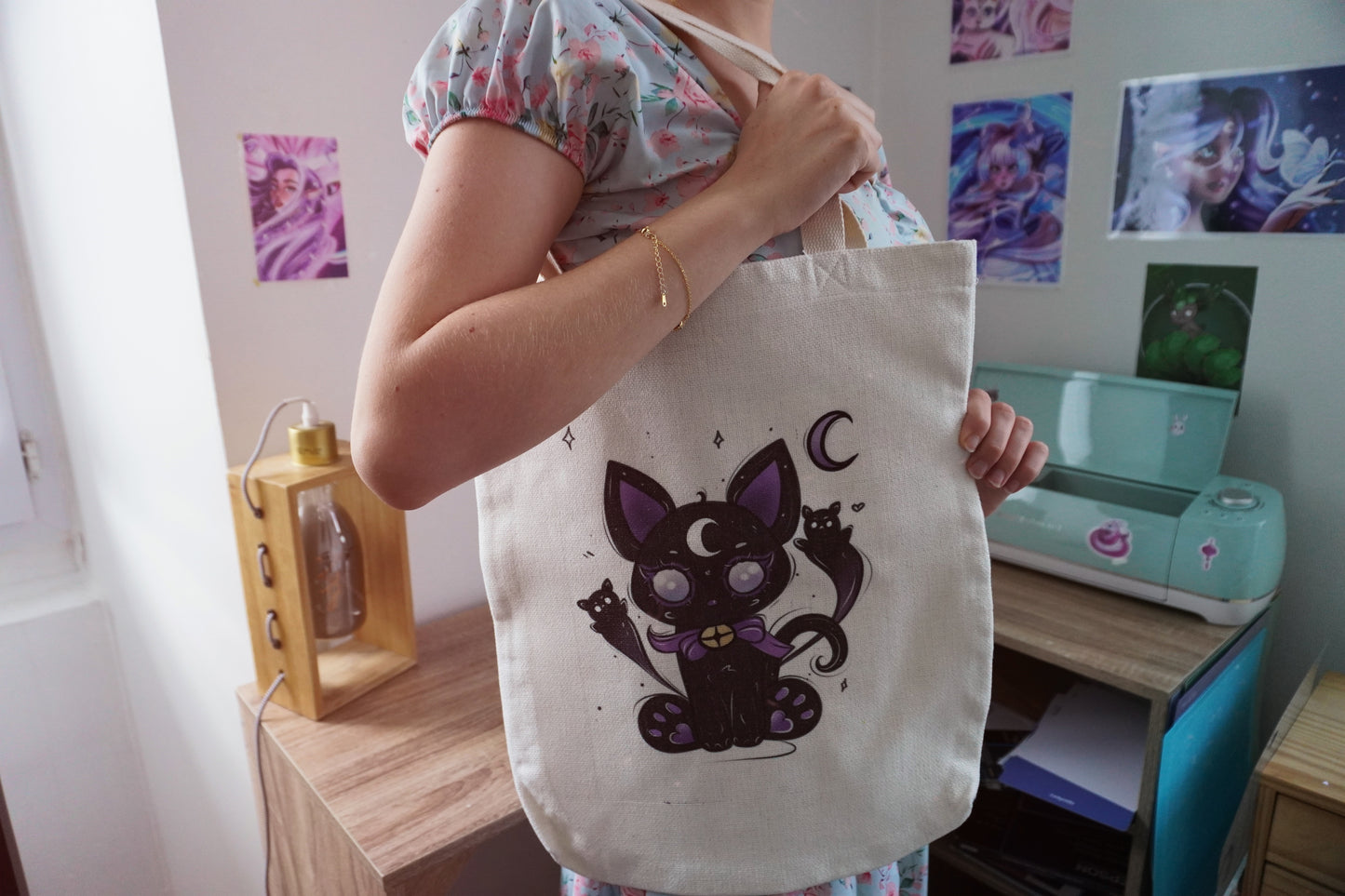 Tote Bag Cat Moon